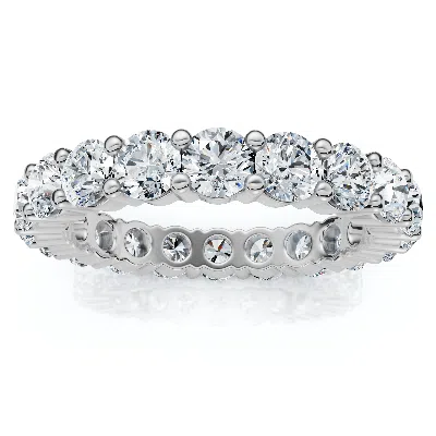 Pompeii3 Platinum 3ct Round Diamond Eternity Wedding Ring Size Selectable In Transparent