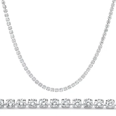 Pompeii3 Platinum 8 3/4ct Diamond Tennis Necklace Lab Grown 17" Size: 17 In Pink