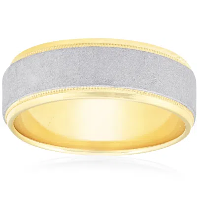Pompeii3 Platinum & 18k Yellow Gold Hammered Wedding Band