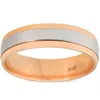 Pompeii3 Platinum & Rose Gold Two Tone 6mm Comfort Fit Polished Ring Mens Wedding Band In Silver