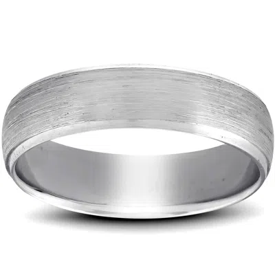 Pompeii3 Platinum Wedding Band Mens Brushed Beveled Ring 6mm Polished Edges Size Selectable In Multi