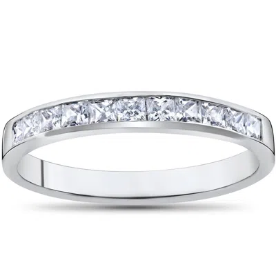 Pompeii3 Princess Cut 1/2ct Diamond Wedding Anniversary 14k Ring White Gold In Silver