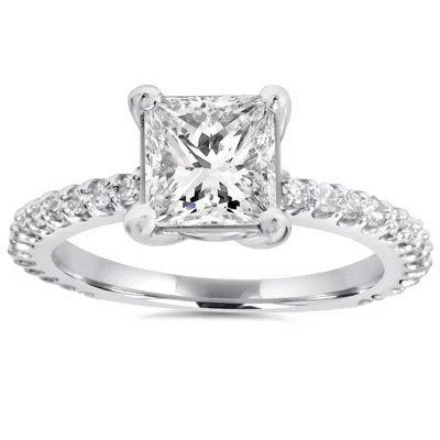 Pompeii3 Princess Cut Diamond 1 1/3 Ct Engagement Ring 14k White Gold In Multi