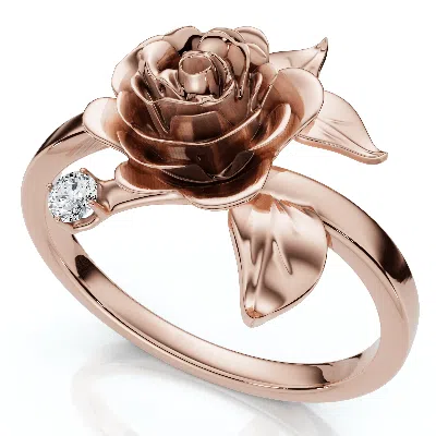 Pompeii3 Rose And Diamond Engagement Ring 14k Gold Lab Grown In Multi