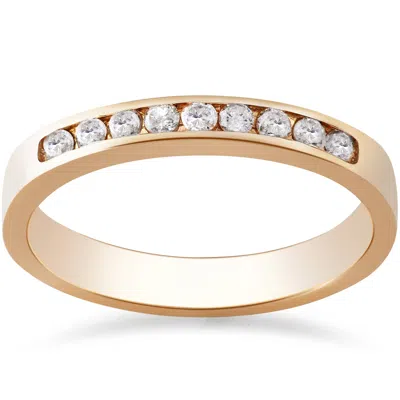 Pompeii3 Rose Gold 1/4ct Round Diamond Wedding Ring 14k In Multi