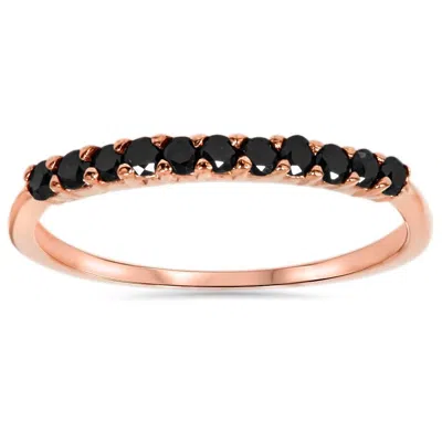 Pompeii3 Rose Gold 1/4ct Treated Black Diamond Wedding Anniversary Ring 14karat In Multi