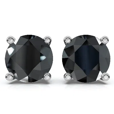 Pompeii3 Round 4-prong Black Diamond Studs 14k Gold