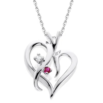 Pompeii3 Ruby & Diamond Necklace Heart Shape Pendant In 14k White, Yellow, Or Rose Gold In Pink