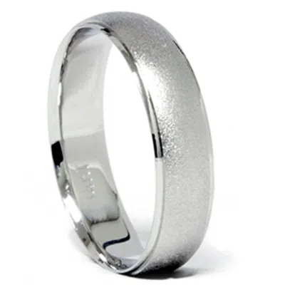 Pompeii3 Satin Finish & Polished Edge Wedding Band 14k White Gold Size Selectable In Multi