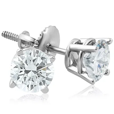 Pompeii3 Screw Back 1ct Diamond Studs 14k White Gold Clarity Enhanced In Multi