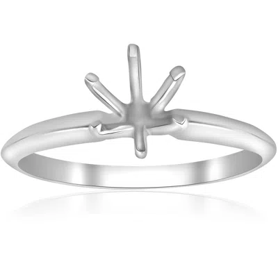 Pompeii3 Six Prong Solitaire Engagement Ring Setting 14k White Gold In Silver