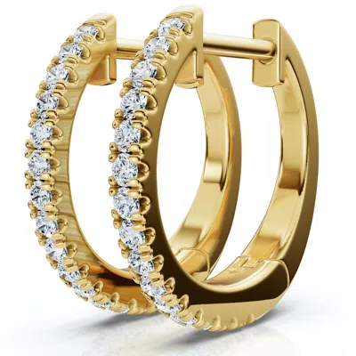 Pompeii3 Small Diamond Hoop Earrings 14k White Or Yellow Gold Lab Grown 1/2" Tall In Silver