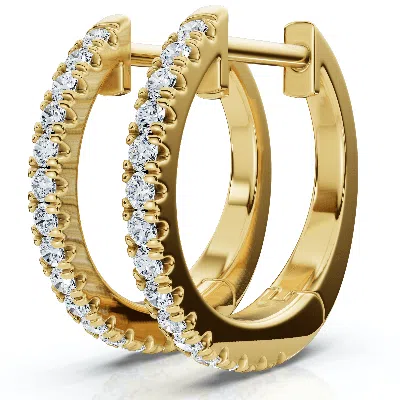 Pompeii3 Small Diamond Hoop Earrings 14k White Or Yellow Gold Lab Grown 1/2" Tall