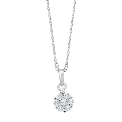 Pompeii3 Small Pave Real Diamond Pendant 10k White Gold 18" Women's Necklace In Multi