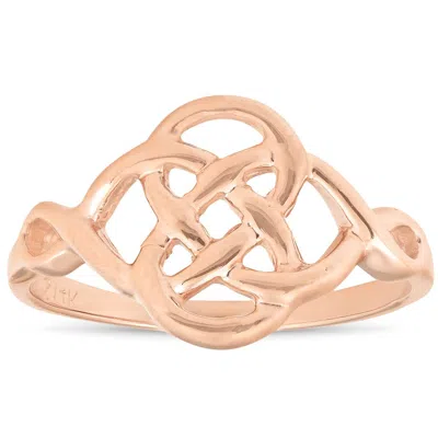 Pompeii3 Solid 14k Rose Gold Celtic Handmade Womens Ring In Burgundy