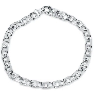 Pompeii3 Solid 34 Gram Platinum 6mm Link Men's Chain Bracelet 6mm 8.5" In Silver