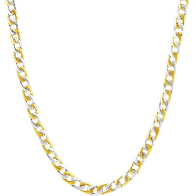Pompeii3 Solid Platinum & 14k Yellow Gold Men's 42.1g 5mm Flexible Link 20 " Necklace In Silver