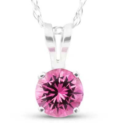 Pompeii3 Solitaire 1/2 Ct Pink Sapphire Pendant 14k White Gold Womens 18" Necklace In Multi