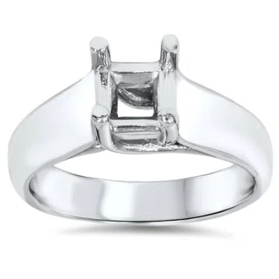 Pompeii3 Solitaire Cathedral Ring 14k White Gold In Silver