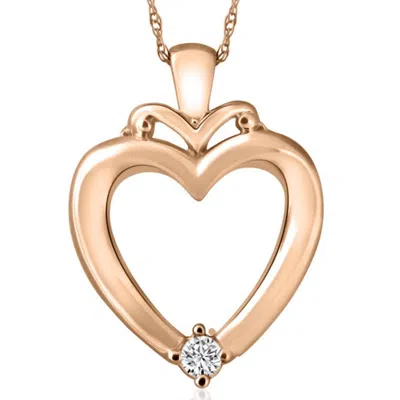 Pompeii3 Solitaire Diamond Heart Pendant In White, Rose Or Yellow Gold 1" Tall