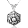 Pompeii3 Solitaire Ex3 Lab Grown Diamond Vintage Pendant 14k White Gold 17.65mm In Silver