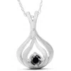 Pompeii3 Solitaire Round Black Diamond Pendant & 18" Chain 10k White Gold In Black