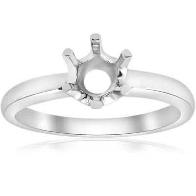 Pompeii3 Solitaire Solstice Style Engagement Ring Setting 14k White Gold In Silver