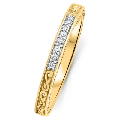 Pompeii3 Stackable Diamond Wedding Ring Scroll Pattern Band 14k Gold Lab Grown In Silver