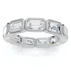 Pompeii3 3ct Emerald Cut Diamond East West Eternity Ring 14k Gold Or Platinum Lab Grown In Silver