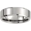 Pompeii3 Stainless Steel Mens Brushed Beveled 7mm Comfort Fit Band In Silver