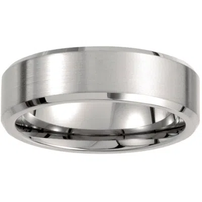 Pompeii3 Stainless Steel Mens Brushed Beveled 7mm Comfort Fit Band In Silver