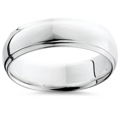 Pompeii3 Step Cut Polished Wedding Band 950 Platinum Size Selectable In Metallic