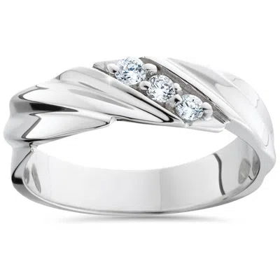 Pompeii3 Three Stone Diamond 14k White Gold Wedding Ring Size Selectable In Purple