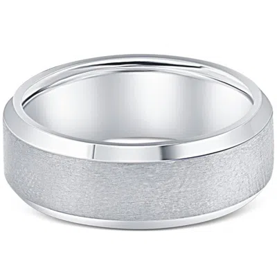 Pompeii3 Titanium Mens Comfort Fit Brushed Beveled Polished Edge Wedding Band 7mm In Multi