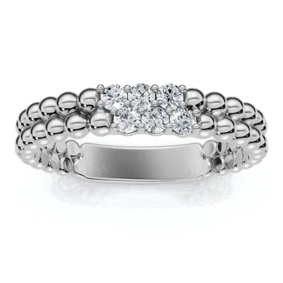 Pompeii3 Two Row Beaded Diamond Stackable Ring 14k Gold Or Platinum Lab Grown