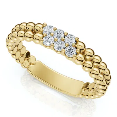 Pompeii3 Two Row Beaded Diamond Stackable Ring 14k Gold Or Platinum Lab Grown