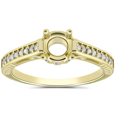 Pompeii3 Vintage 1/5ct Semi Mount Engagement Ring Setting Gold In Multi
