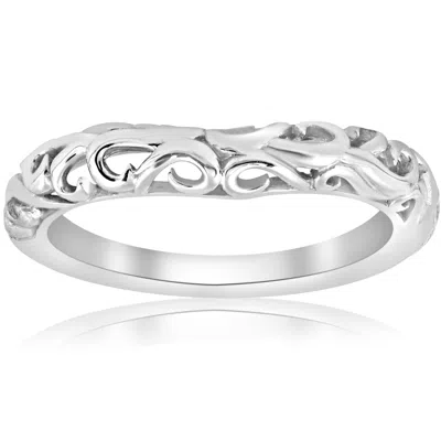 Pompeii3 Vintage 3mm Wedding Band 14k White Gold In Silver