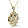Pompeii3 Vintage Diamond Circle Pendant 14k Gold Lab Grown 18" Necklace Ef/vs In Gold