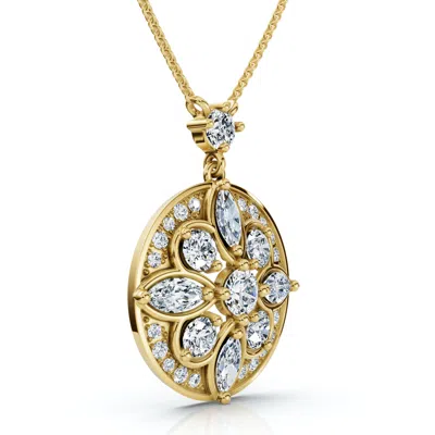 Pompeii3 Vintage Diamond Circle Pendant 14k Gold Lab Grown 18" Necklace Ef/vs