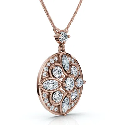 Pompeii3 Vintage Diamond Circle Pendant 14k Gold Lab Grown 18" Necklace Ef/vs