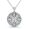 Pompeii3 Vintage Diamond Circle Pendant 14k Gold Lab Grown 18" Necklace Ef/vs In Silver