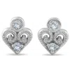 Pompeii3 Vintage Diamond Heart Studs Petite 14k White Gold In Silver