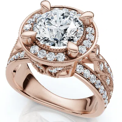 Pompeii3 Vintage Filigree Diamond Halo Engagement Ring 14k Two-tone Gold