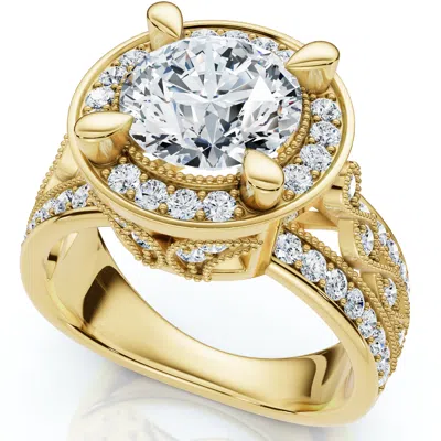 Pompeii3 Vintage Filigree Diamond Halo Engagement Ring 14k Two-tone Gold