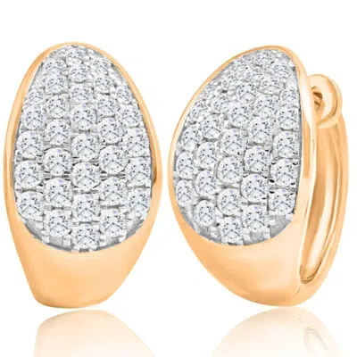 Pompeii3 Vs 1 1/10ct Tw Pave Diamond Hoops In Yellow Gold Lab Grown 16mm Tall In Silver