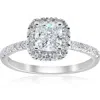 Pompeii3 Vs 1 1/2ct Tw Cushion Diamond Halo Engagement Ring 14k White Gold Lab Grownj In Multi