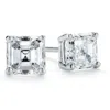 Pompeii3 Vs 1 1/4 Ct Asscher Cut Solitaire Moissanite Studs Womens Earrings White Gold In Multi