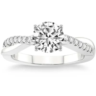 Pompeii3 Vs 1 1/4ct Moissanite & Lab Grown Diamond Engagement Twist Ring In 10k Gold In Multi