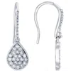 Pompeii3 Vs 1 1/8ct Diamond Hoops Dangle Pear Shape Earrings 18k White Gold 1 1/4" Tall In Silver